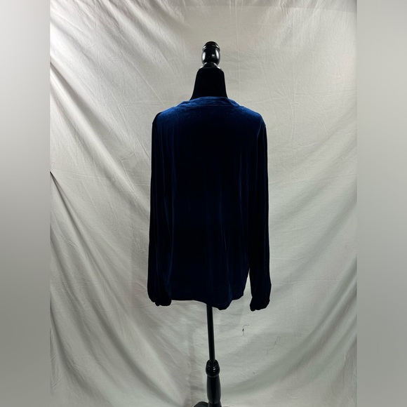 Blue Notched Neckline Lantern Sleeve - Picture 9 of 9